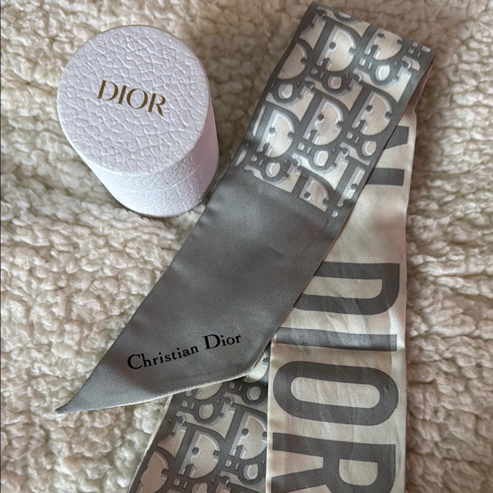 Christian Dior Grey and White twilly
